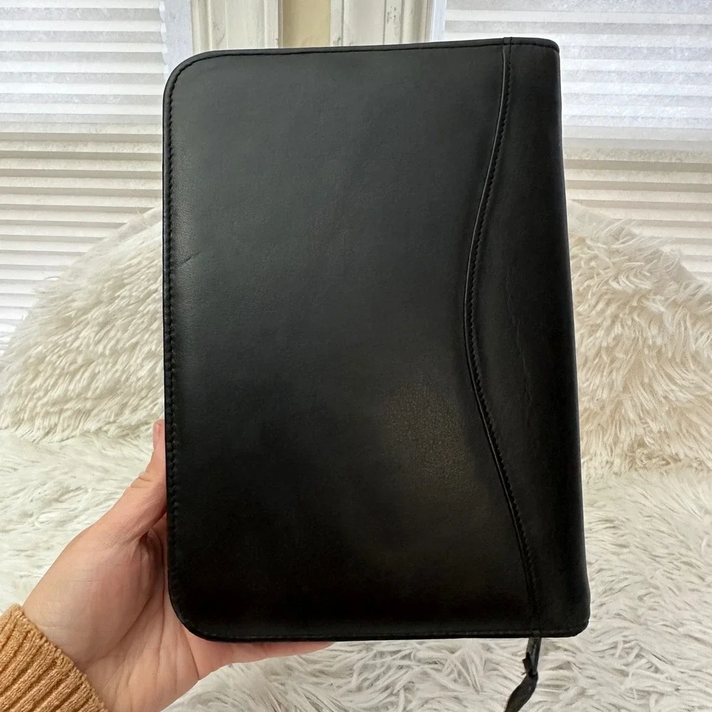 Scully Italia Black Leather Zip‎ Around Letterpad Organizer Binder 9